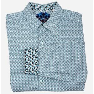 Robert Graham Sz L Geometric Print Button Shirt Flip Cuff Classic Fit